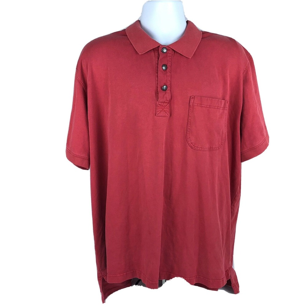 Orvis Short Sleeve Polo Shirt Size 2XL Red Hiking Fishing Outdoors Long Tail